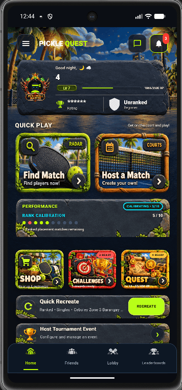 Pickle Quest home with an applied theme